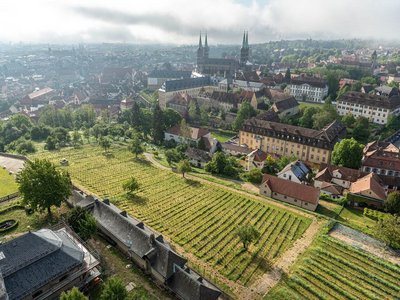 Foto: Lara Müller, Stiftungsmanagement Stadt Bamberg Luftbild auf den Weinberg bei St. Michael